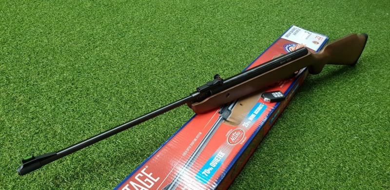 NewซปืนอัดลมCrosman Vantage NP Nitro cal.5.5mm Air Rifle ✔แรง SP : 950Fps. ✔บอดี้ไม้ Body Wood ✔น้ำหนัก Weight 2.9kg ✔ลำกล้อง 21" Barrell 12 เกลียว ✔ศูนย์หน้า-ศูนยหลังเรืองแสง Fiber Optic ✔ระบบหักลำสปริงแก๊ส