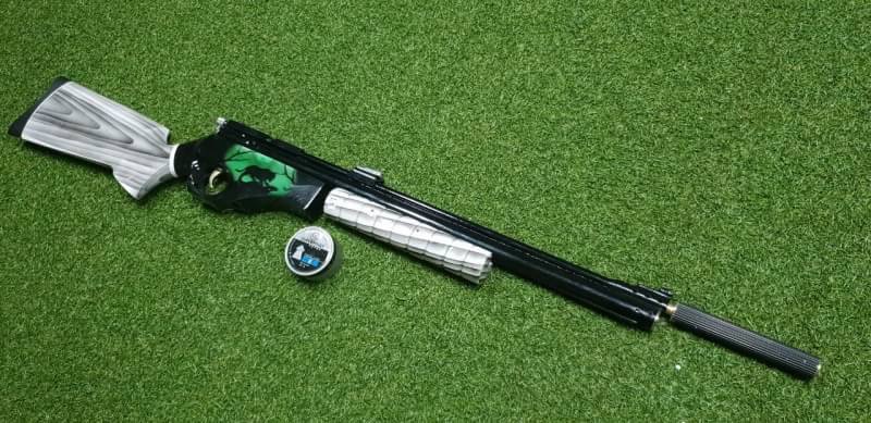 อัดลมSharpRiverหม้อลมโต .22cal. Slide Pump Air Rifle เบอร์2 ✔Made in Indo ✔แรง 600Fps. ✔Body Wood ไม้ ✔Slide Pump 3-5 ครั้ง ✔ป้อนกระสุนทีละนัดยิง ✔ลำกล้อง Barrel 67cm ✔มาพร้อมศูนย์หน้า-หลัง เหล็ก ✔หว