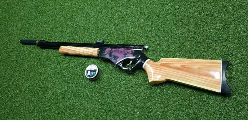 อัดลมSharpRiverหม้อลมโต .22cal. Slide Pump Air Rifle เบอร์2 ✔Made in Indo ✔แรง 600Fps. ✔Body Wood ไม้ ✔Slide Pump 3-5 ครั้ง ✔ป้อนกระสุนทีละนัดยิง ✔ลำกล้อง Barrel 67cm ✔มาพร้อมศูนย์หน้า-หลัง เหล็ก ✔หว