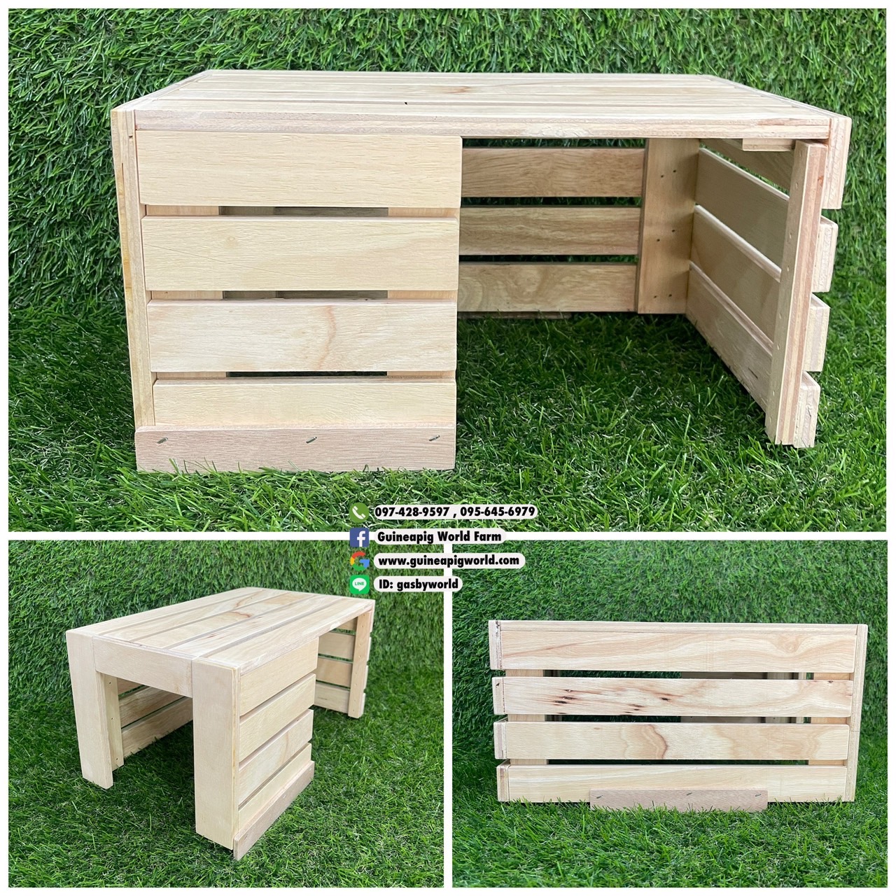 บ้านโพรงมีทางเข้าออก2ด้าน(ขนาดประมาณL.30xW.18xH.16cm)ทางเข้าหน้าW.14xH.14.8cm./เข้าข้างW.11xH.12.5cm.สามารถไปวางซ้อนบ้านบันไดโพรงที่มีบันได2ข้างได้