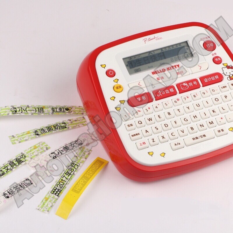 เทปพิมพ์อักษร TZE-HC31 12 มม. BROTHER ของแท้ อักษรสีดำ พื้นลายคิตตี้ HELLO KITTY