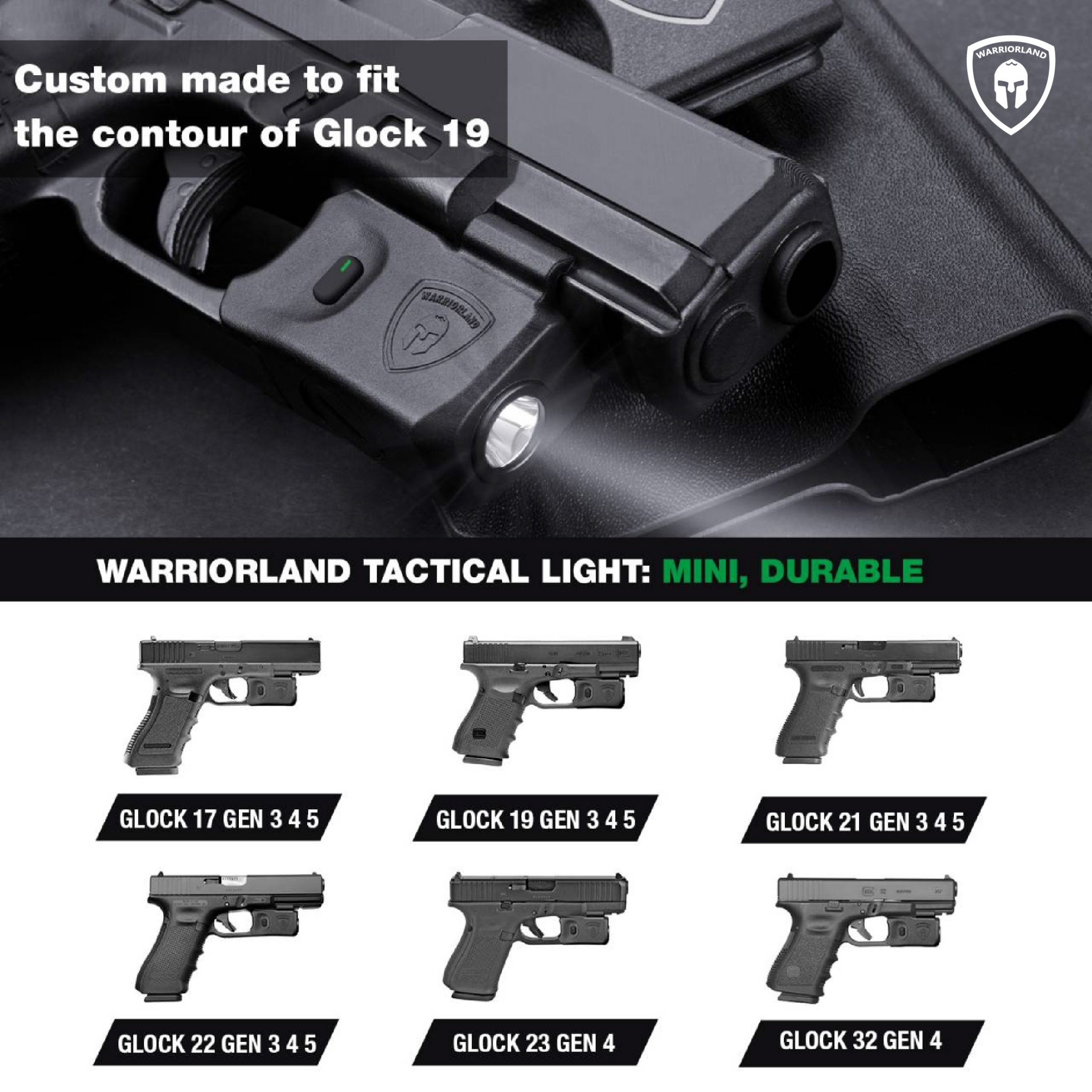 ไฟฉาย Warriorland SL-1 + ซองพกใน Kydex 🔺ไฟฉาย ผลิตจาก Polymer เกรดคุณภาพ 🔺ออกแบบให้ทนทานต่อแรงรีคอยด์ได้ 🔺ความสว่าง 150 Lumens 🔺ระยะส่องสว่าง 100 m. 🔺 มาตรฐานกันน้ำ IPX4 🔺 ปุ่มใช้งานได้ทั้งด้าน ซ้าย-ขวา
