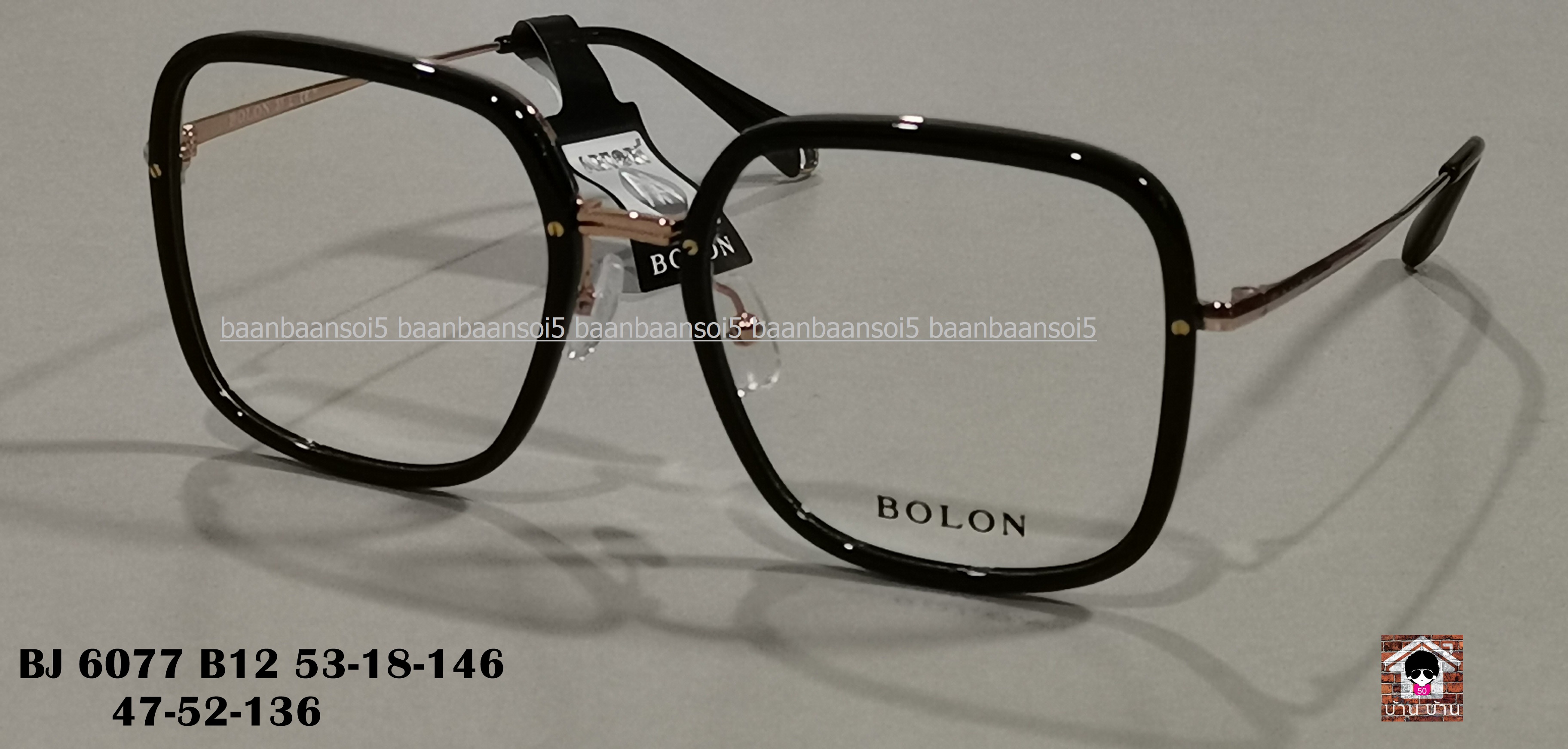 BOLON Mya BJ6077 ดำทอง (B12) โปรโมชั่น กรอบแว่นตาพร้อมเลนส์ HOYA ราคา 3,790 บาท