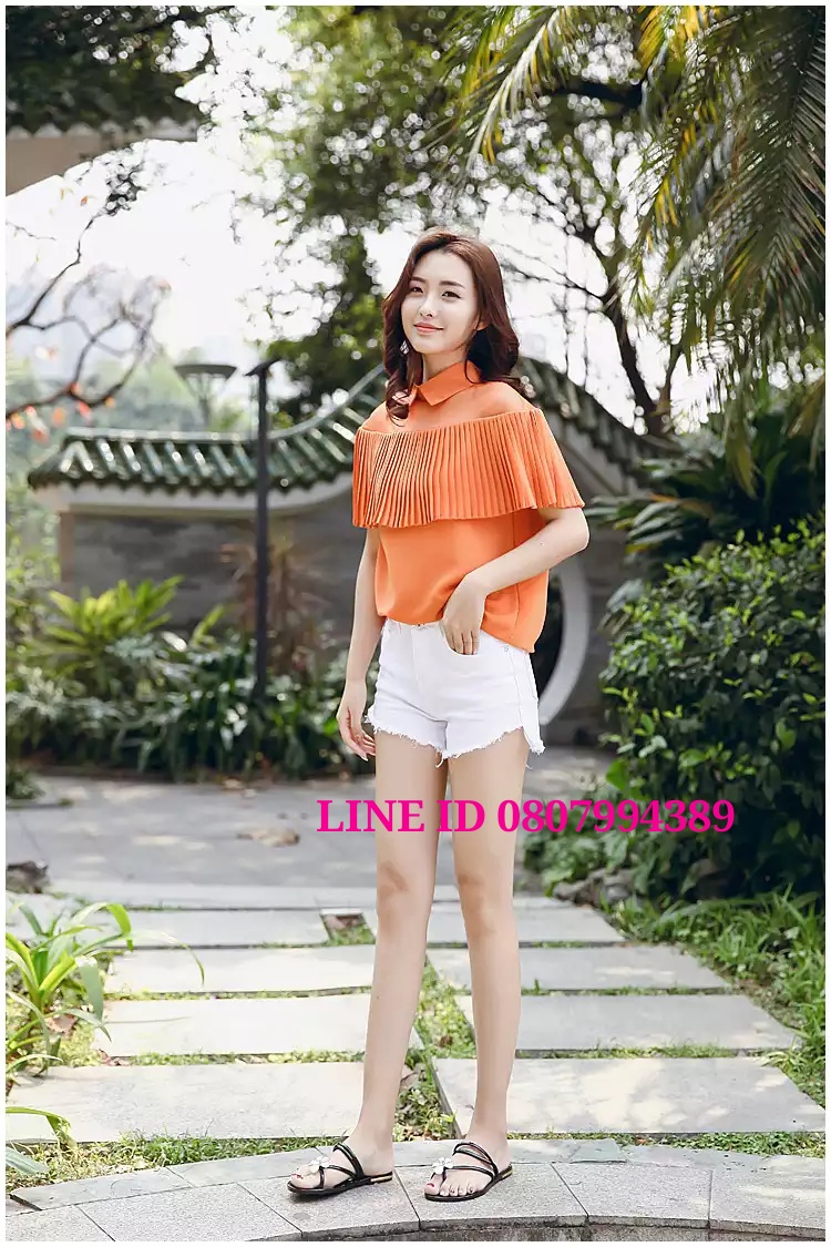 #เสื้อชีฟองสไตน์เกาหลีพร้อมส่ง #เสื้อชีฟองแต่งเกล็ดระบายด้านหน้า #เสื้อทำงานเกาหลี #เสื้อสมัครงาน #ชุดสมัครงาน #เสื้อใส่กับผ้าถุง #เสื้อใส่กับผ้าซิ่น ส้มอิฐ Free size
