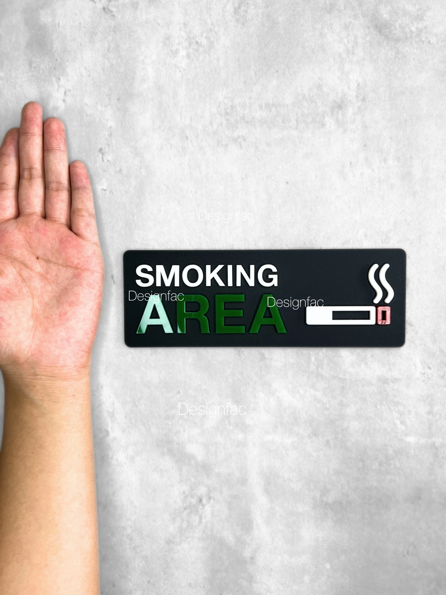 ป้ายพื้นที่สูบบุหรี่ AREA SMOKING ป้ายอะคริลิค สวย นูนมีมิติ ป้ายโมเดิร์น ลอฟท์