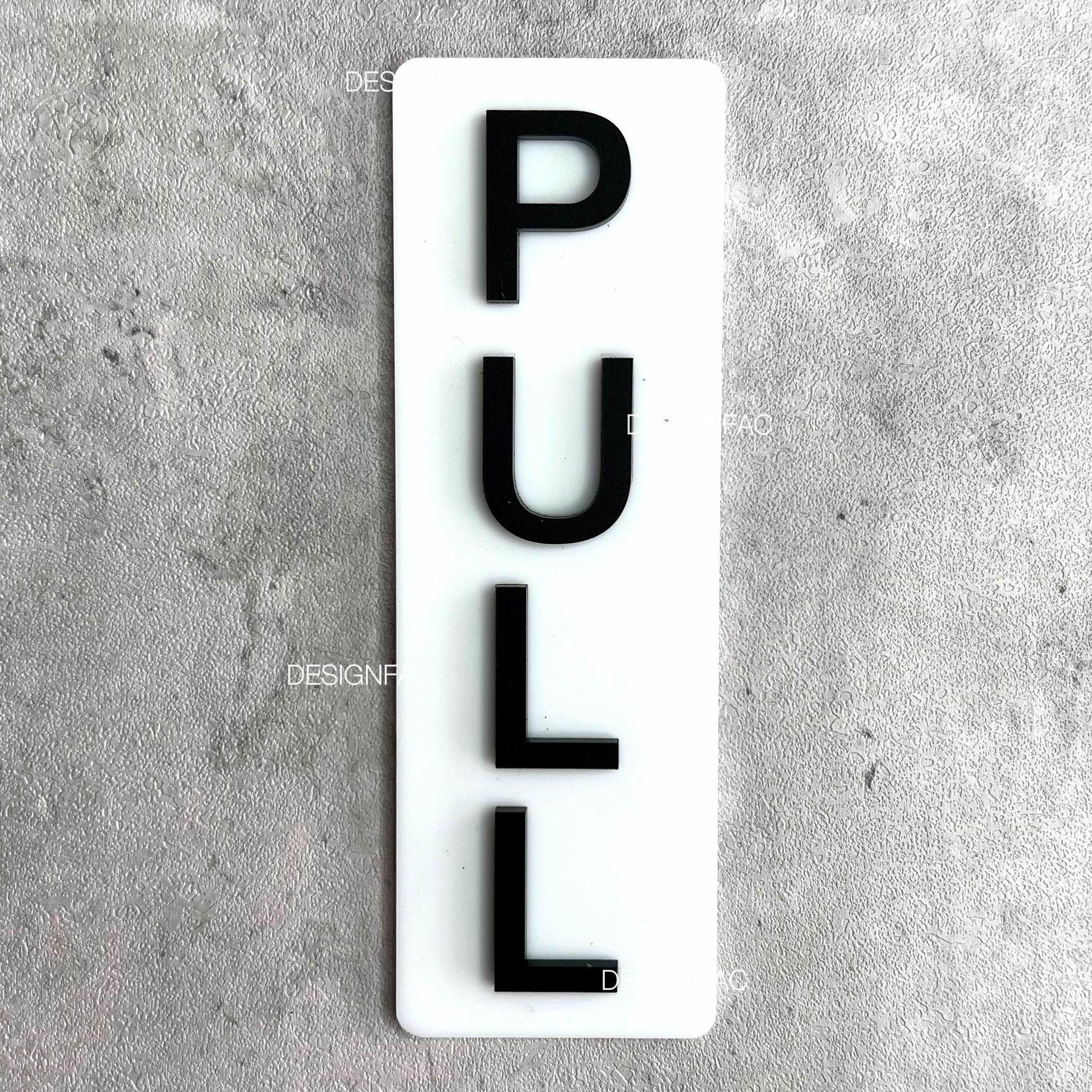 ป้ายดึงผลัก ป้ายผลักดึงแนวตั้ง PULL PUSH ป้ายติดประตู ป้ายสัญลักษณ์ สไตล์โมเดิร์น ลอฟท์ มินิมอล