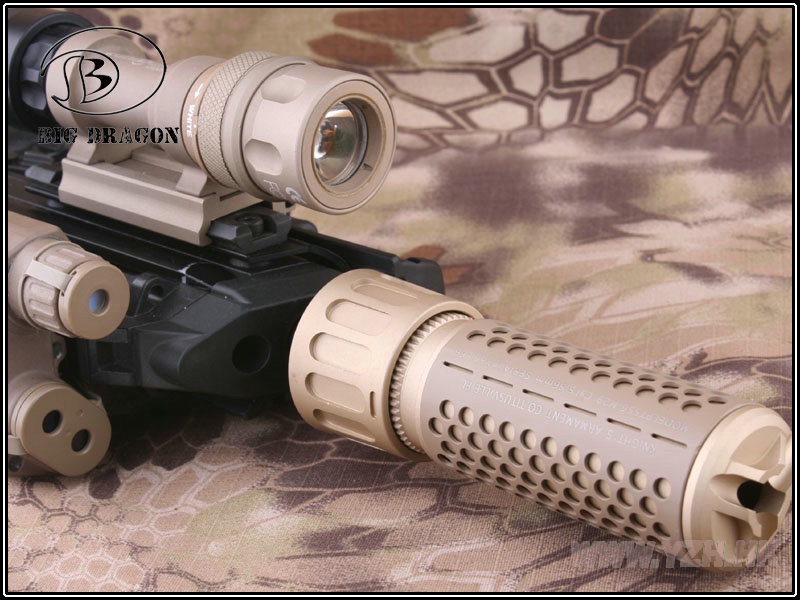 Knight's Armament QDC CQB Barrel Extension KAC 556 QDC CQB Airsoft Dummy Quick Detach Suppressor (CQB Length,DE)