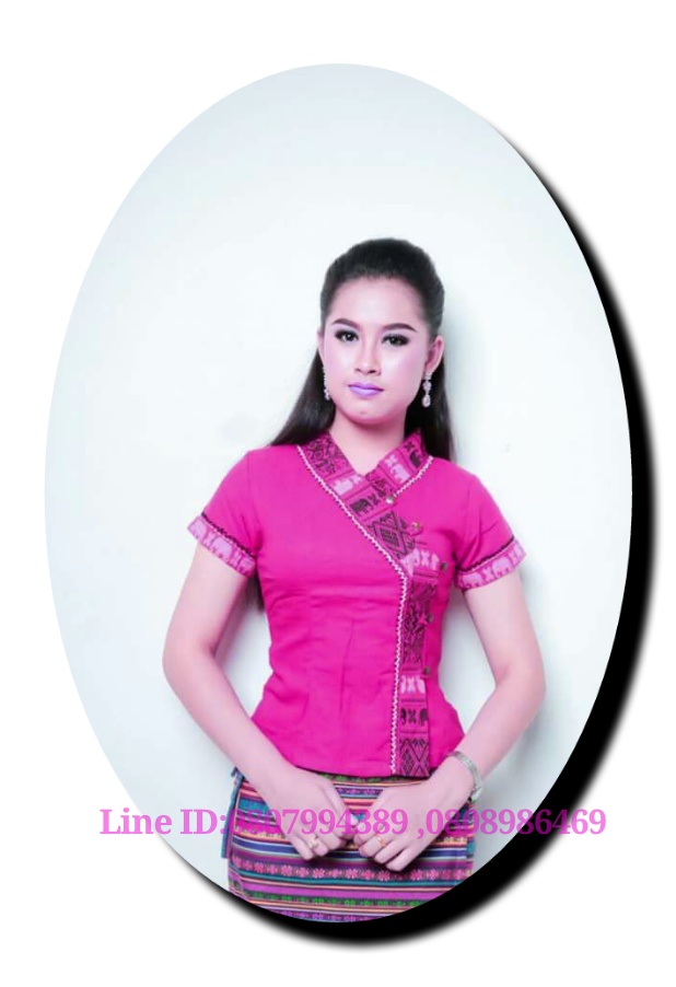เสื้อผ้าไทยพื้นเมืองสีชมพู เสื้อผ้าฝ้ายสีชมพู เสื้อสีชมพูใส่ผ้าซิ่น เสื้อผ้าฝ้ายสีชมพูคอจีนกระดุมป้ายหน้า สีชมพู XXL