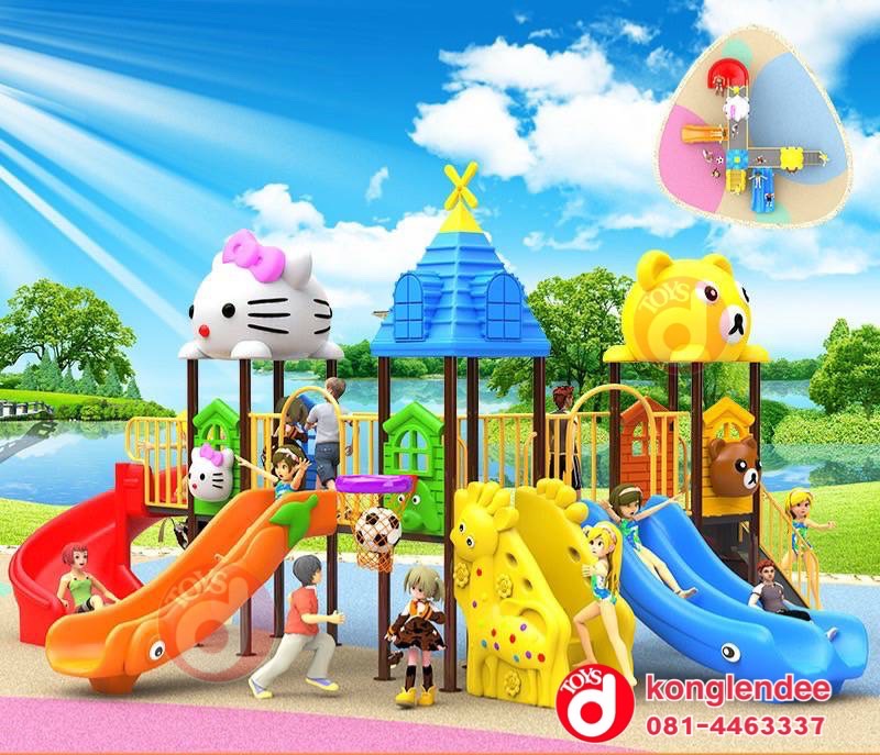 เครื่องเล่นสนามกลางแจ้ง ชุดน้องแมว+หมีบราว