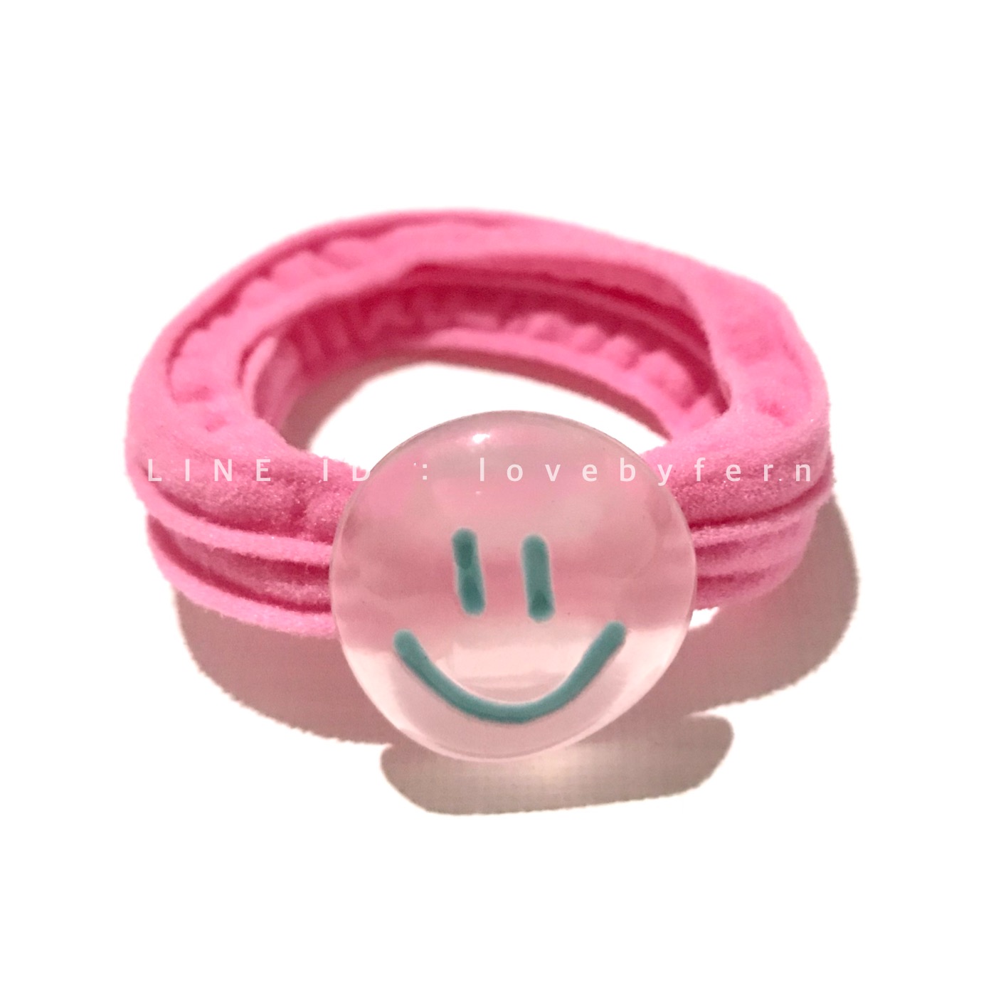 ยางรัดผมเกาหลี สีชมพู smile 2.3 cm งานน่ารัก สวยๆ ยางดี #MadeinKorea #ยางมัดผมเกาหลี