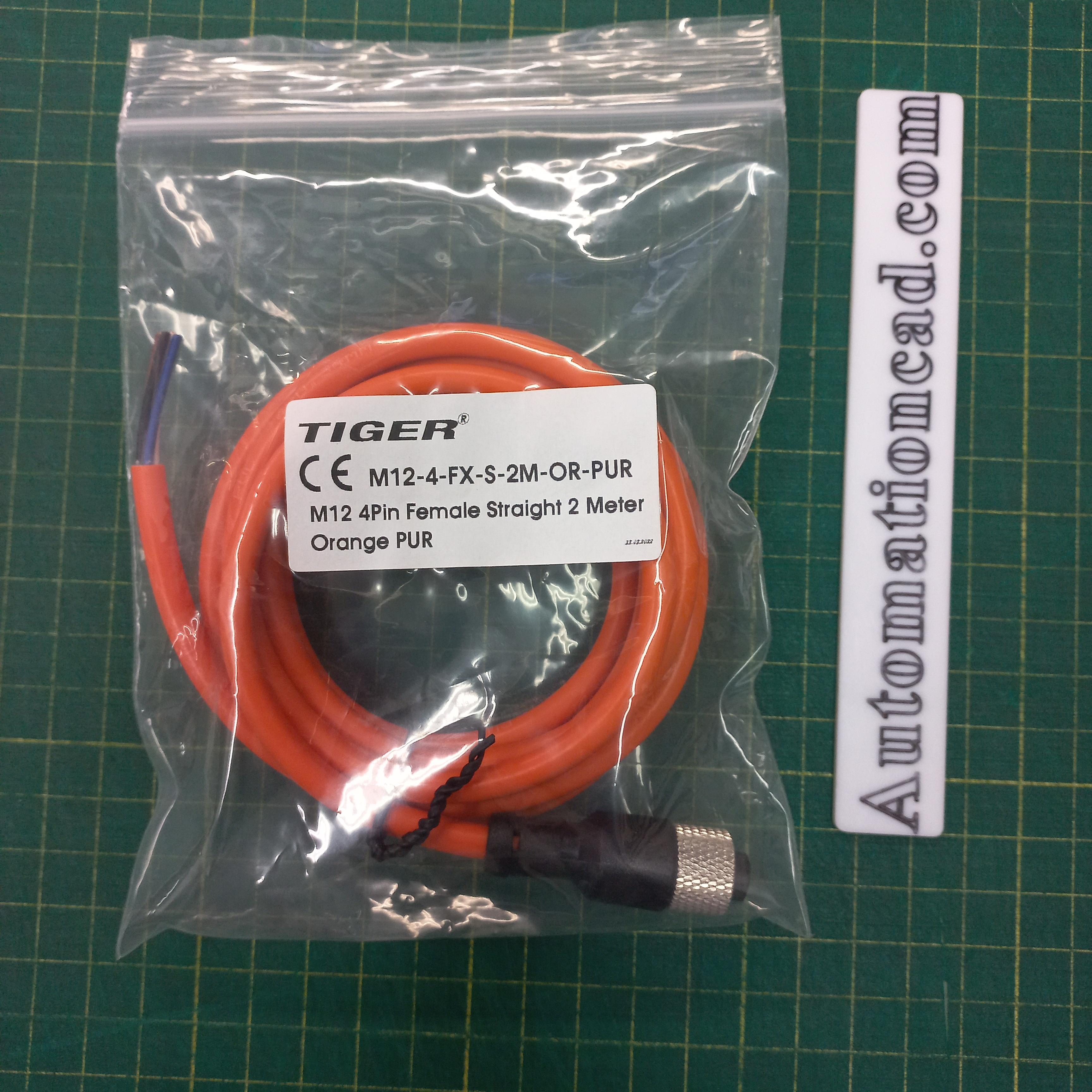 สายพร้อม CONNECTOR (PUR) แบบตรง เกลียว M12 ตัวเมีย แบบ 4 ขา ยาว 2m.