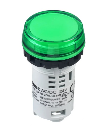 ไพลอตแลมป์ IDEC สีเขียว รู 22 mm Pilot Lamp ไฟ 24 VAC/DC
