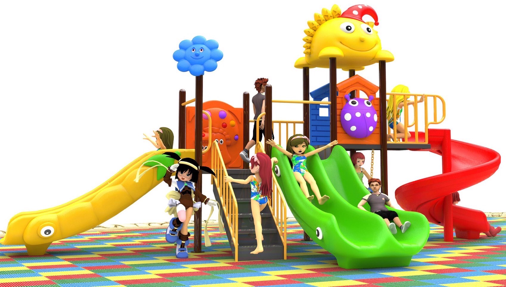 เครื่องเล่นสนาม ชุดพระอาทิตย์สไลเดอร์คู่