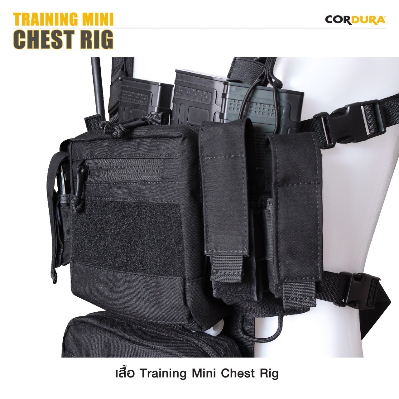 New.เสื้อ Training Mini Chest Rig 🔱 ผลิตจากผ้า Cordura 500D 🔱 มีช่องใส่แม็ก 5.56 * 4 ช่อง ( 2 ช่องตรงกลางถอดออกได้ ) 🔱 ด้านข้างมีช่องสำหรับใส่อุปกรณ์ต่างๆ เช่น แม็กปืนพก, multitool, ไฟฉาย อื่นๆ 🔱 Main pouch ด้านหน้า สามารถใ