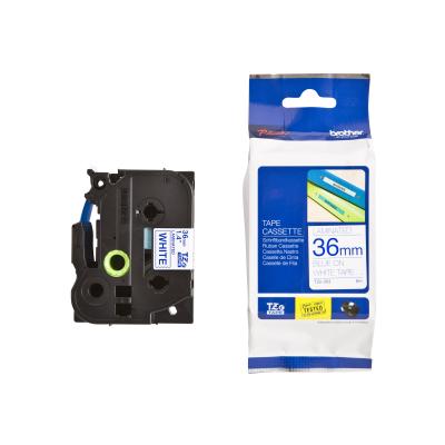 เทปพิมพ์อักษร TZE-263 ขนาด 36 มม. อักษรสีน้ำเงินพื้นขาว แบบเคลือบพลาสติก Brother