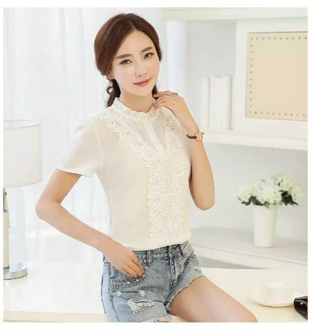 เสื้อลูกไม้สไตน์เกาหลีพร้อมส่ง #เสื้อลูกไม้แต่งเกล็ดระบายด้านหน้า #เสื้อทำงานเกาหลี #เสื้อสมัครงาน #ชุดสมัครงาน #เสื้อใส่กับผ้าถุง #เสื้อใส่กับผ้าซิ่น ขาว FREE SIZE