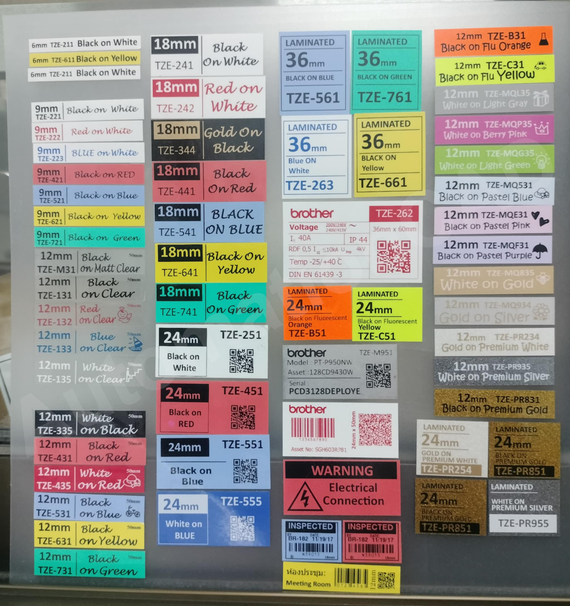 เทปพิมพ์อักษร TZE 6 ถึง 36 มม. BROTHER ของแท้