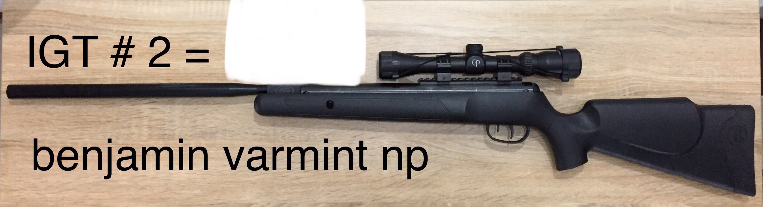 อัดลมBenjamin Varmint NP IGT 5.5mm.cal. Air Rifle เบอร์ 2 ✔แรง 950fps. ✔กล้องScope 4x32 ✔มีระบบเซฟตี้ที่ไกปืน ✔ระบบหักลำโชคแก๊ส Nitro ราคาพิเศษ