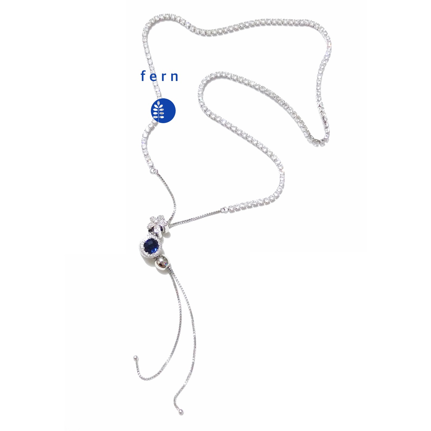 สร้อยเพชรเรียบหรู ปรับระดับได้พร้อมจี้ charm silver925 สวยน่ารักโทนน้ำเงิน *มีสร้อยข้อมือเข้าชุดด้วยนะคะ งานพรีเมี่ยมคุณภาพเยี่ยม สวยมากๆ ค่ะ สร้อยยาว 76 cm