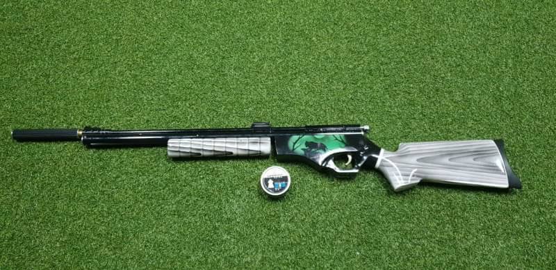 อัดลมSharpRiverหม้อลมโต .22cal. Slide Pump Air Rifle เบอร์2 ✔Made in Indo ✔แรง 600Fps. ✔Body Wood ไม้ ✔Slide Pump 3-5 ครั้ง ✔ป้อนกระสุนทีละนัดยิง ✔ลำกล้อง Barrel 67cm ✔มาพร้อมศูนย์หน้า-หลัง เหล็ก ✔หว