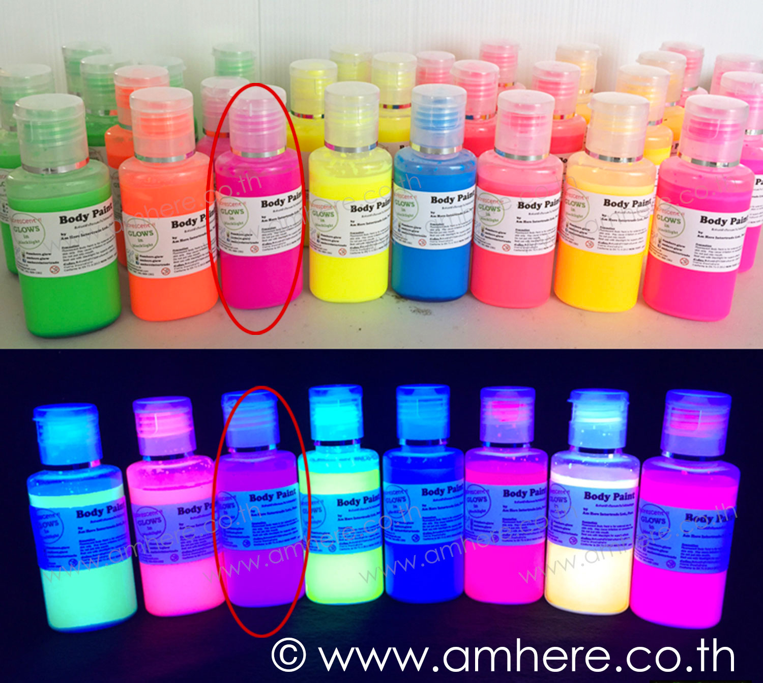 Fluo Body Paint (neon RUBIN) 60ml - สีเพ้นท์ตัวฟลูออเรสเซ้นท์สีรูบิ้น (เรืองแสงในไฟ blacklight)