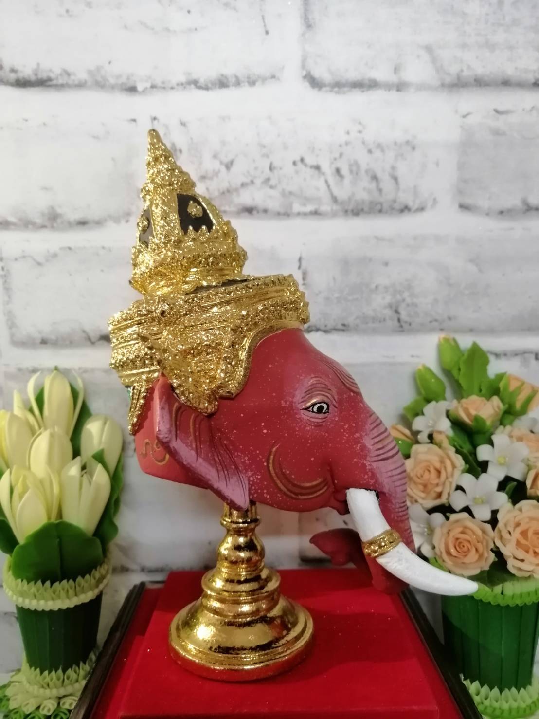 พระพิฆเนศ ขนาดกลาง เรซิ่น พร้อมฐานปิดทอง