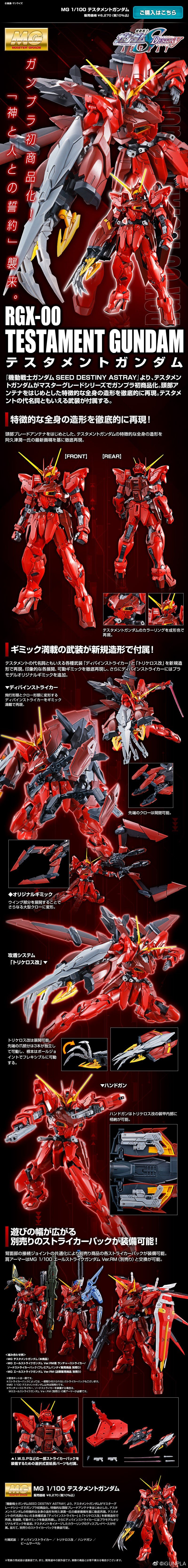 [PO]MG 1/100 RGX-00 TESTAMENT GUNDAM[P-BANDAI]ต.ค.-พ.ย.