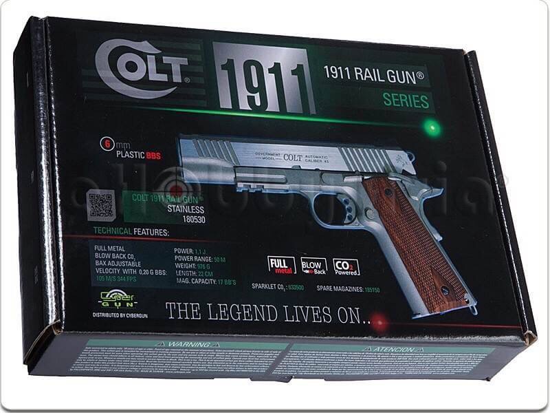 New.CYBERGUN COLT 1911 Rail CO2 GBB Pistol (Stainless) ราคาพิเศษ