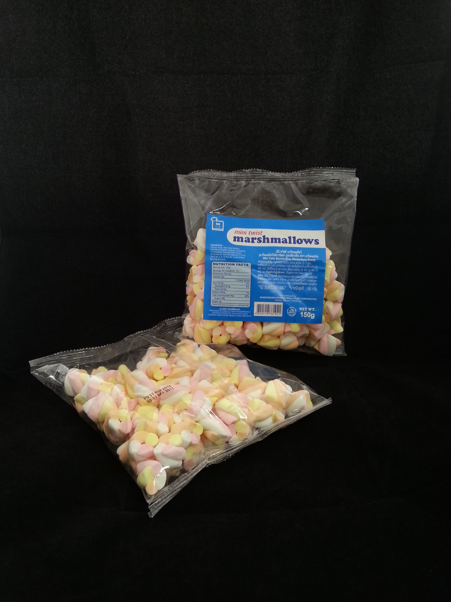 มาร์แมโลว์กลิ่นวานิลลา รูปเกลียวเล็ก ตรามาร์เคนเบริก 150g.