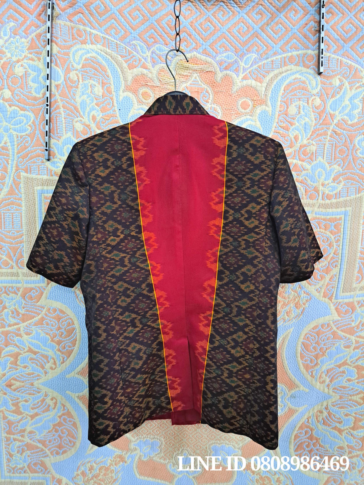 เสื้อสูทชายผ้าฝ้ายมัดหมี่แท้มัดหมี่ตีนแดงทอมือ เสื้อสูทชายฝ้ายแท้ สูทผ้าไทยชาย ซาฟารีผ้าไหมชาย สูทผ้าฝ้ายมัดหมี่ตีนแดง,สูทผ้าไทย ซาฟารีชาย ตามภาพ M-L