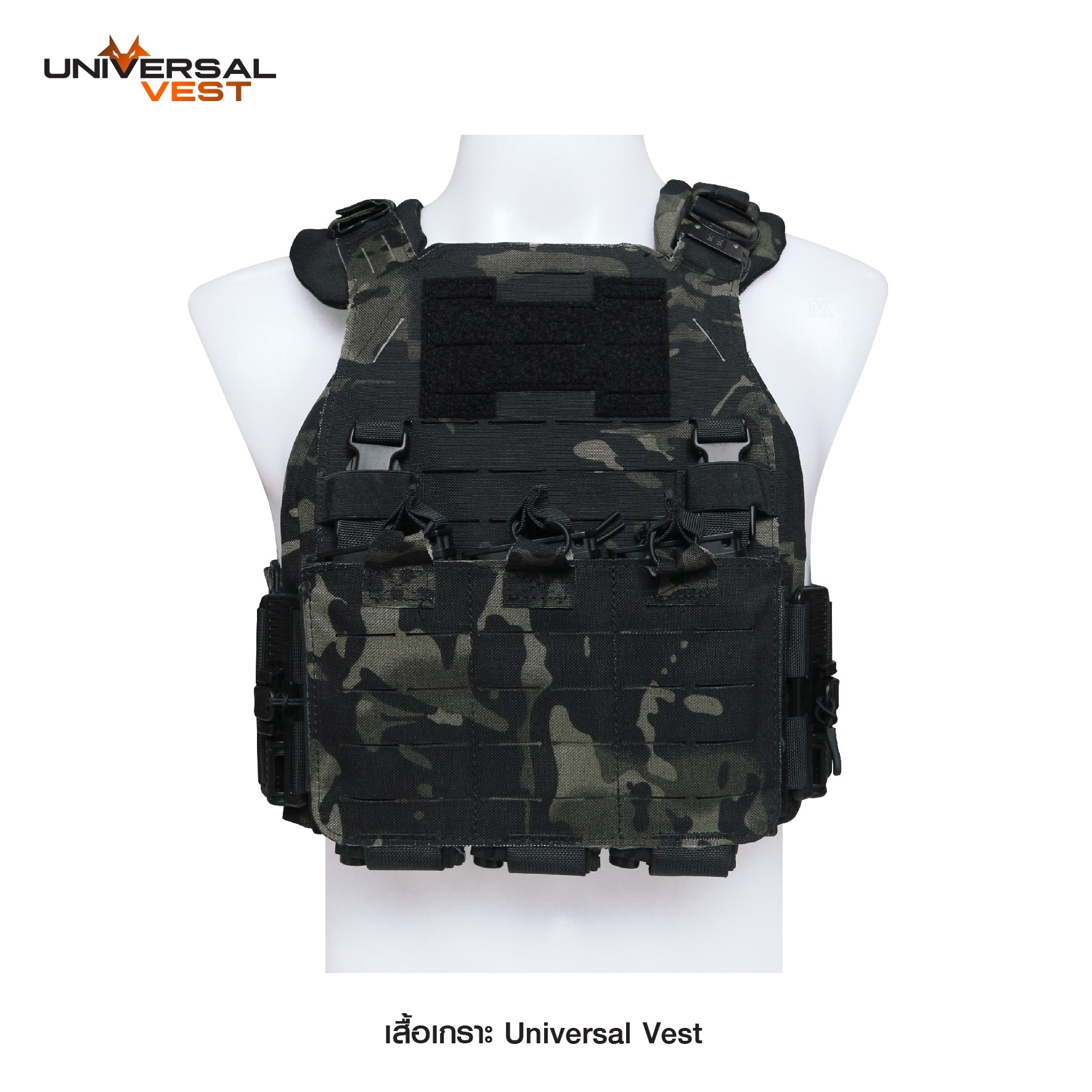 New. เสื้อเกราะ Universal Vest ( Universal Vest ) ♣ ผลิตจากผ้า Nylon 1000D เกรดคุณภาพ ♣ ติดตั้งชุดปลดไว 3 จุด ใช้งานสะดวก ♣ สายโอบข้างยางยืด มีช่องใส่แม็ก 5.56, วิทยุสื่อสาร หรืออุปกรณ์อื่นๆ ได้ รวม 6 ช่อง ♣ มาพร้อมกับซองแม็กกา