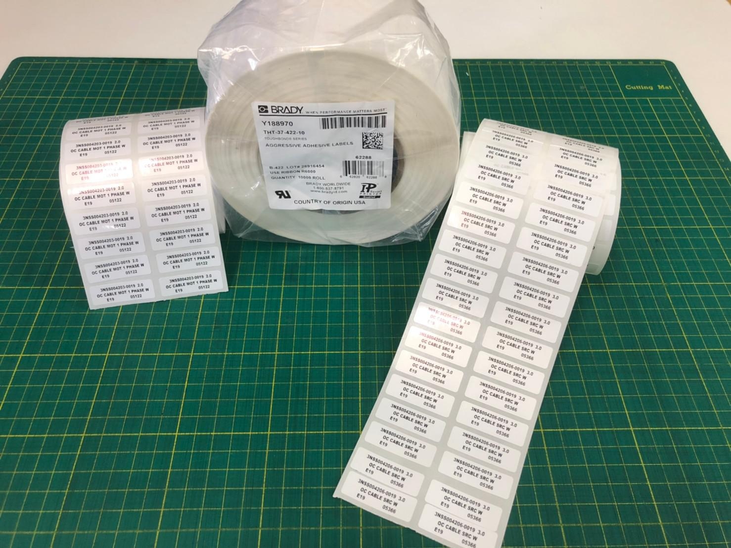 รับพิมพ์สติ๊กเกอร์ BRADY THT-37-422-10 สติ๊กเกอร์ติดสายไฟ (ขั้นต่ำ 100 ดวง)