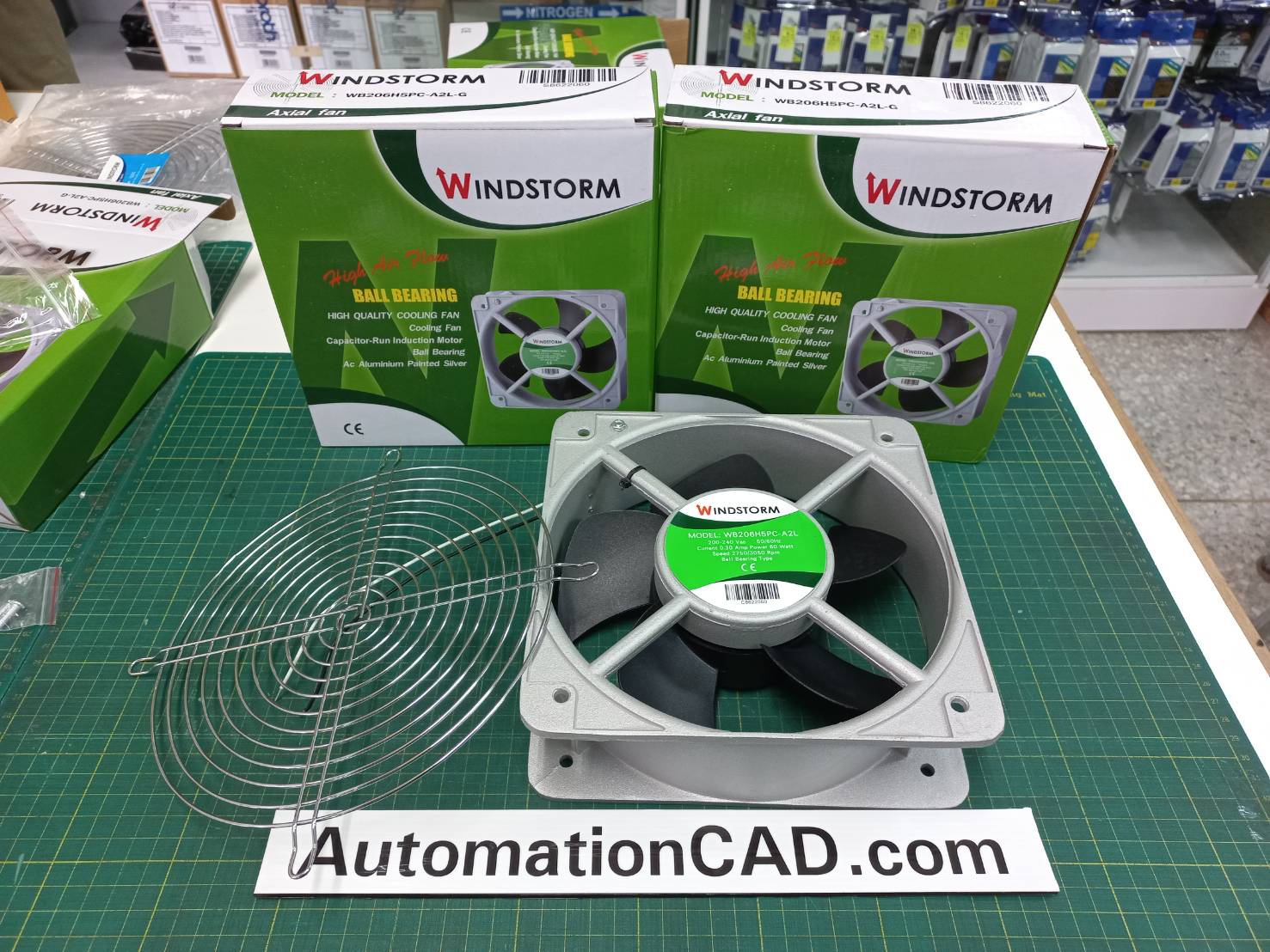 พัดลมระบายอากาศ WINDSTORM ขนาด 8 นิ้ว ไฟ 60W พร้อมตะแกรง ลูกปืนแบบ Ball Bearing
