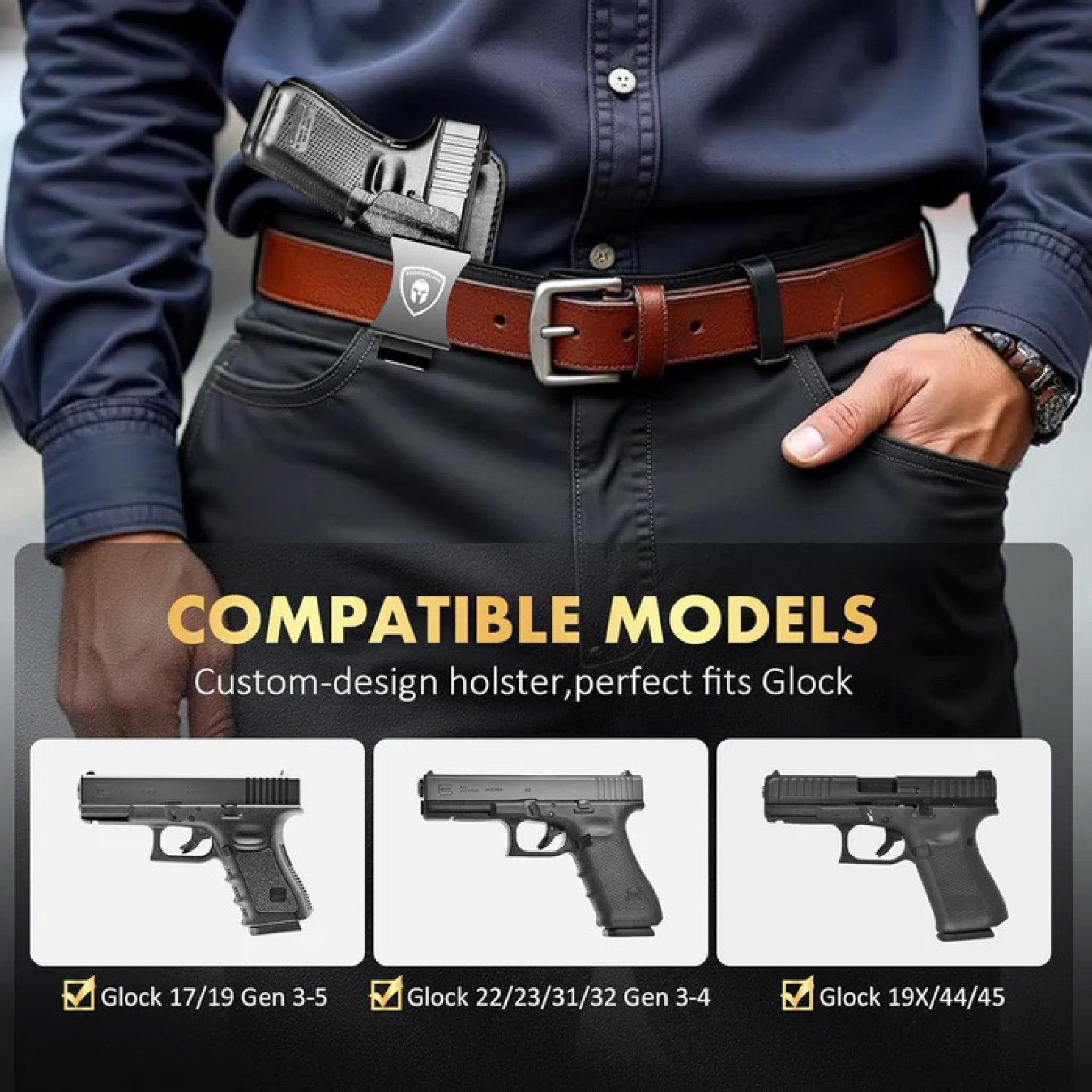 New. ซองพกใน Kydex + หนัง G19/G17 WARRIORLAND IWB Kydex & Leather Holster ♦ ผลิตจาก kydex เกรดคุณภาพ ♦ ออกแบบซองให้คลุมโกร่งไกทั้งหมด ใช้งานปลอดภัย ♦ ด้านหลังมีแผ่น Foam รองรับ ใช้งานได้ตลอดทั้งวัน ♦ ภายในบุด้วยแผ่นหนัง ลดการเส