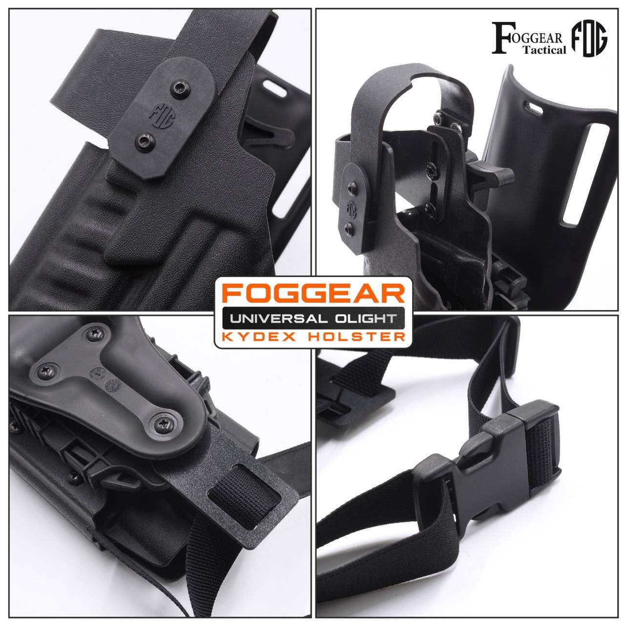 New.FogGear Universal Olight Kydex Holster 🌀 ซองผลิตจาก Kydex เกรดคุณภาพ 🌀 ซองปลดล็อคนิ้วโป้ง ใช้งานง่าย 🌀 ซองใช้ได้หลากหลายรุ่นเฉพาะที่มีรางจับไฟฉายได้เท่านั้น เช่น G17/G19/G34/SIGP320/Colt1911(ราง)/HKvp9/S&W M&P9/Beretta92G/CZ75S