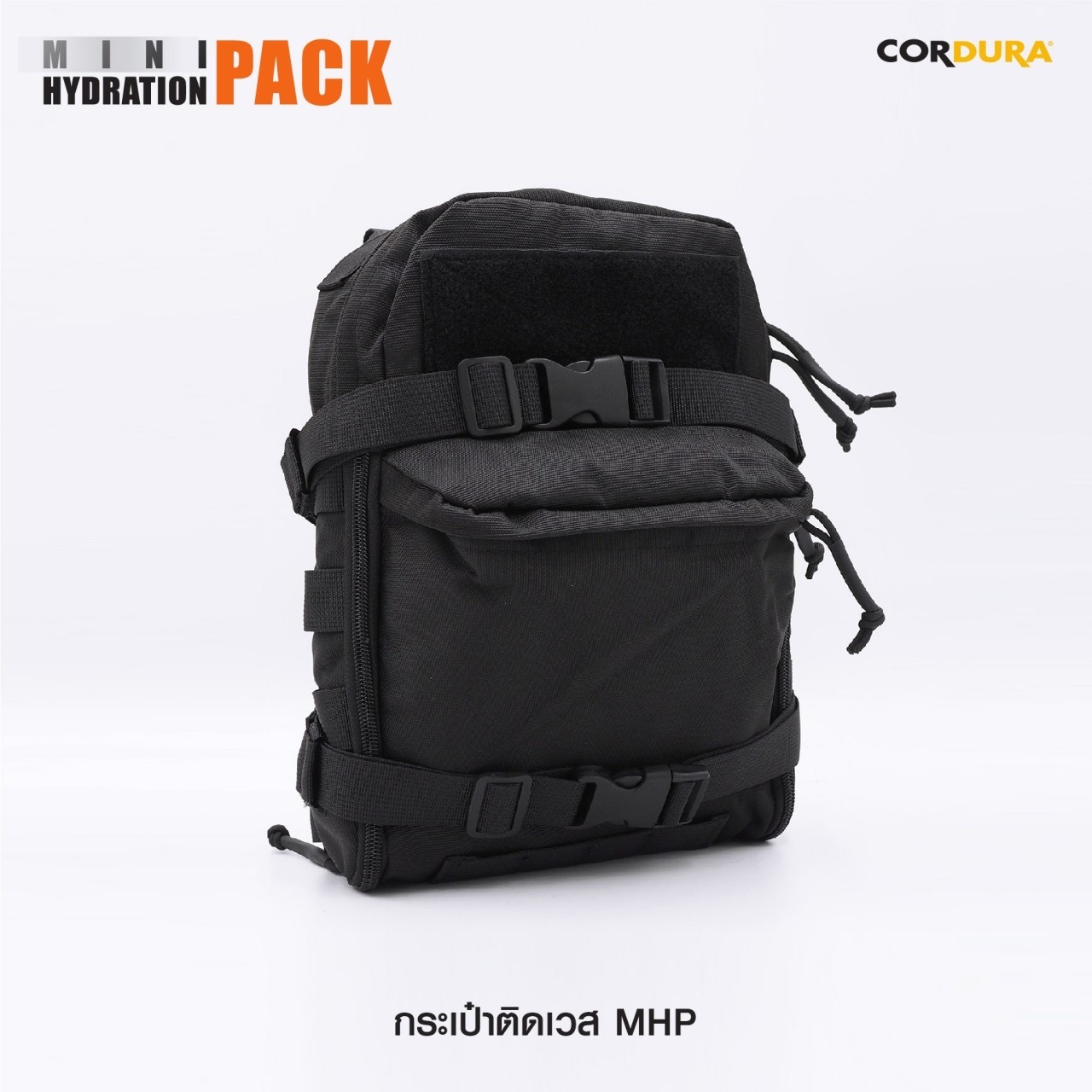New.กระเป๋าติดเวส MHP ( Mini Hydration Pack ) 🍁 ผลิตจากผ้า Cordura 500D 🍁 2 ช่องกระเป๋า Zip เปิดกว้าง 🍁 มีช่องลอดสายถุงน้ำด้านบน 🍁 มีแผ่น Velcro ด้านหน้า สำหรับติด Patch (แผ่นเปิดข้าง สำหรับใส่สิ่งของได้) 🍁 มีสายรัด