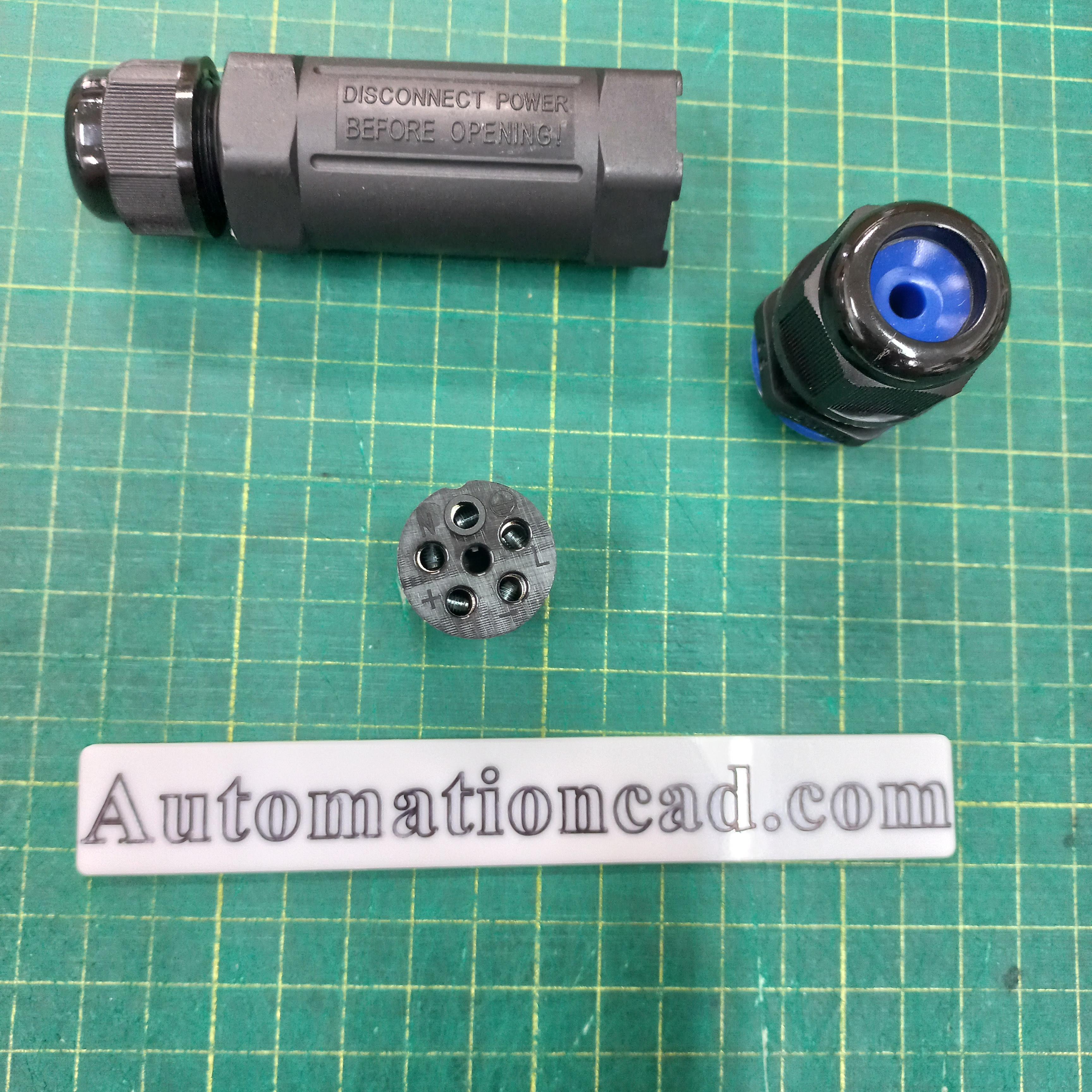 ข้อต่อสายไฟกันน้ำ ใช้กับสายไฟ ขนาด 0.5 ถึง 2.5 mm² 5 เส้น แบบขันน็อต