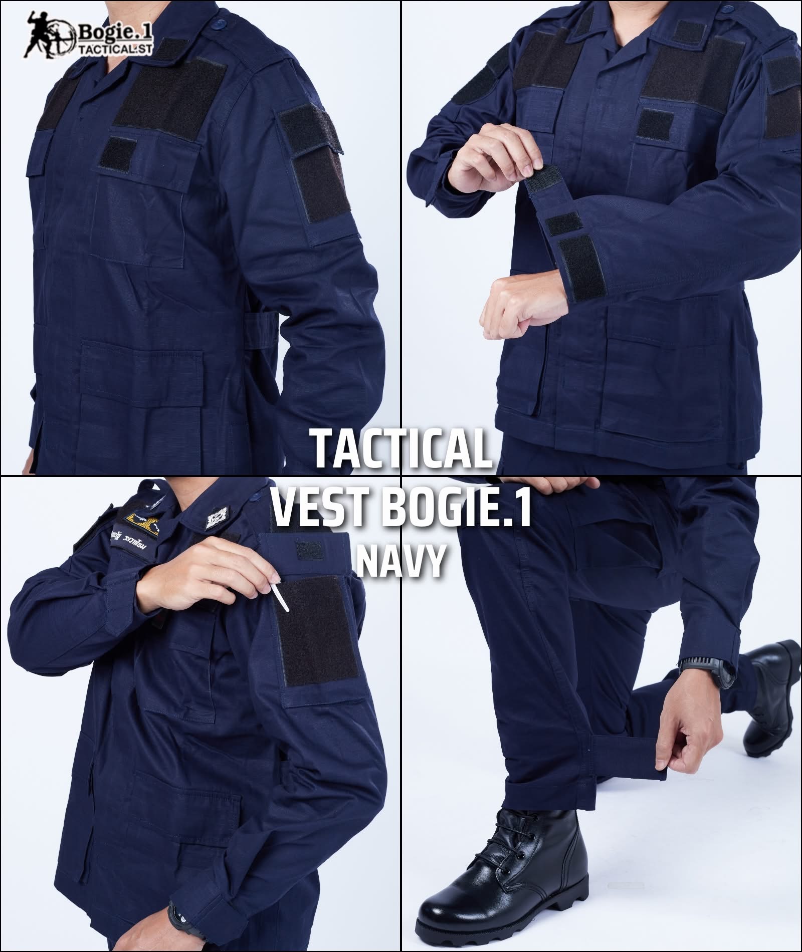 New.ชุดฝึก/ชุดเวส/ชุดคฝ/ชุดปจ : TACTICAL : vest Bogie.1 *รุ่นใหม่ ครบชุด เสื้อ+กางเกง - ผ้าลายตารางมีความยืดหยุ่นสูง เนื้อผ้าสัมผัสนุ่มสบาย - สีไม่ตก ใส่สบายผ้าไม่แข็งกระด้าง ระบายอากาศดี - งานตัดเย็บคุณภาพ ละเอียดเรียบร้อย *สี : ดำ(กระเป๋าตรง) ,กรม(กระเป