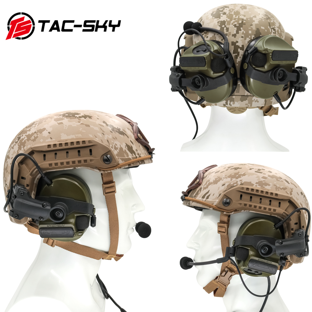 New.หูฟังสื่อสารตัดเสียงได้ ทรง Comtac III ยี่ห้อ Tac-Sky รุ่น หูฟังตัดเสียงพร้อมขาติดหมวกฟาส