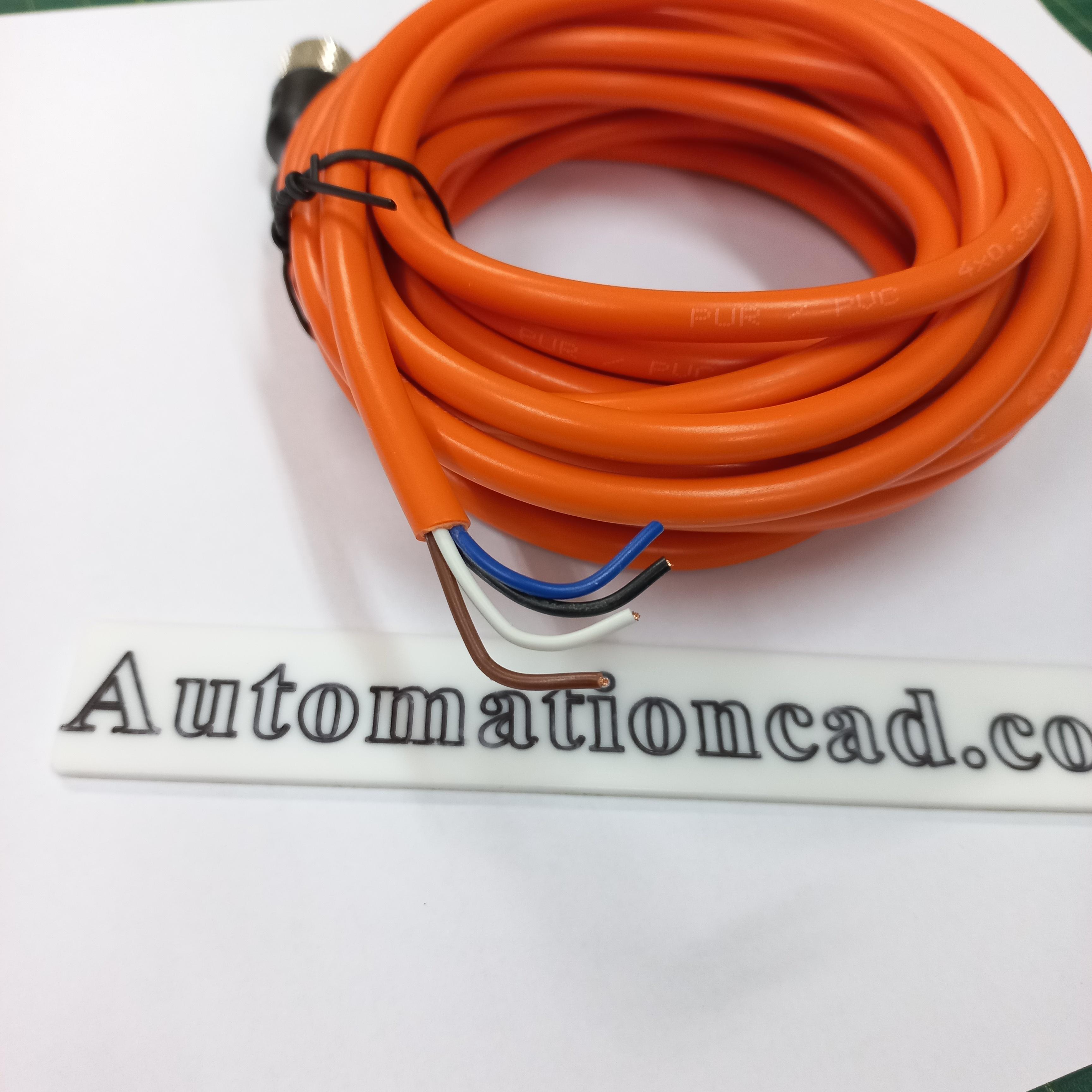 สายพร้อม CONNECTOR (PUR) แบบตรง เกลียว M12 ตัวเมีย แบบ 4 ขา ยาว 5m.