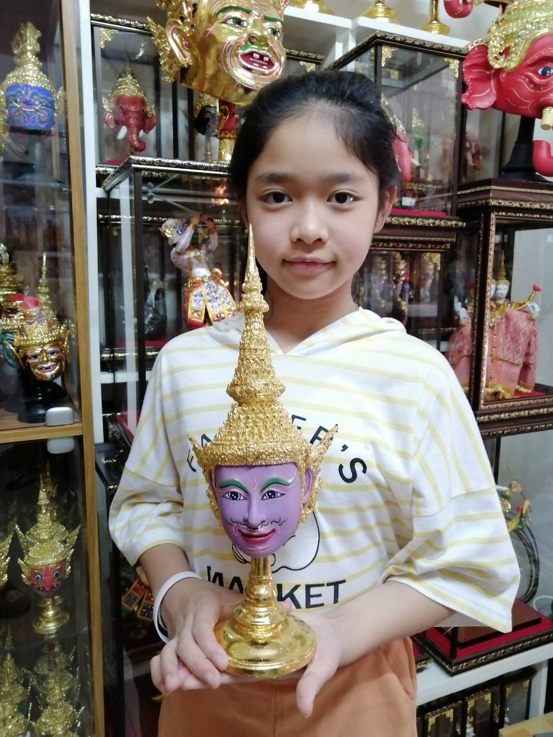 เศียรครู พระนารายณ์ ขนาด 5 นิ้ว พร้อมฐานปิดทอง