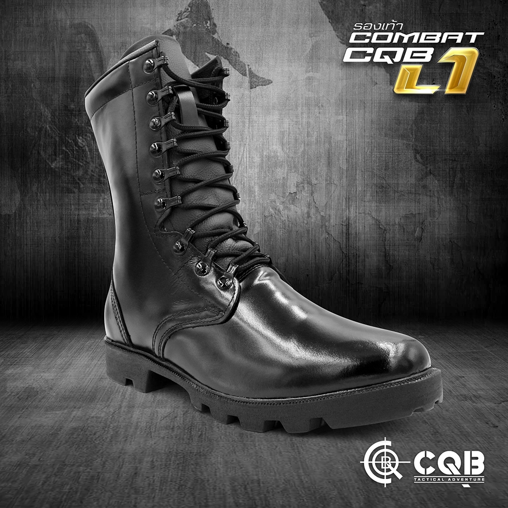 New. New.รองเท้า Combat CQB รุ่น L1# รองเท้าคอมแบท หนังวัวแท้ ออกแบบมาเพื่อรองรับ ขนาด และ รูปร่างเท้าของ คนไทย ทรงเรียวสูง แต่ไม่บีบรัดหน้าเท้า 🚩ตาไก่ปลดไว 9 รู ความสูงจากพื้น 10 นิ้ว 🚩น้ำหนักเบา หนังมีความนุ่มใส่สบาย 🚩รองพื้นนิ่ม