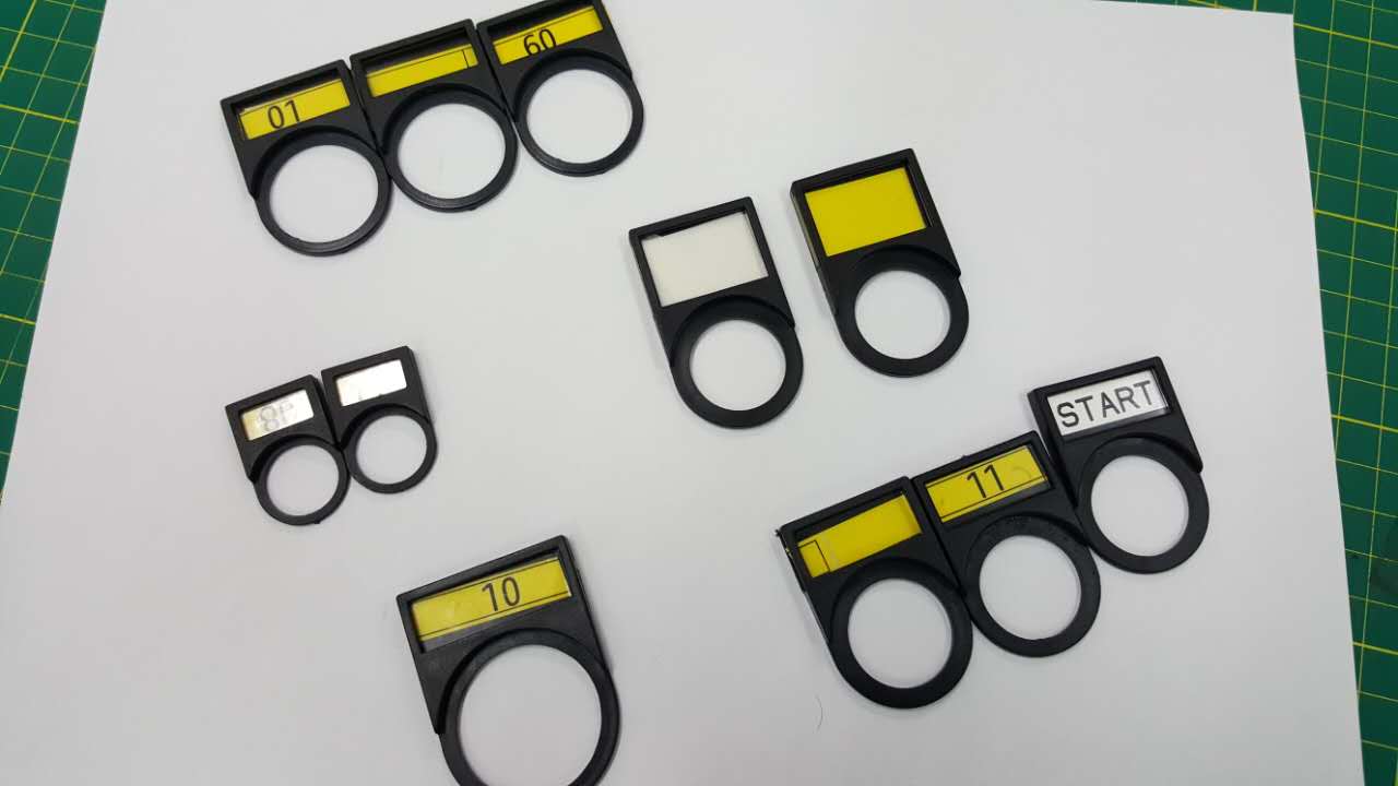 เนมเพลท ป้ายชื่อปุ่มกด Nameplate 25mm. อักษร 1 แถว