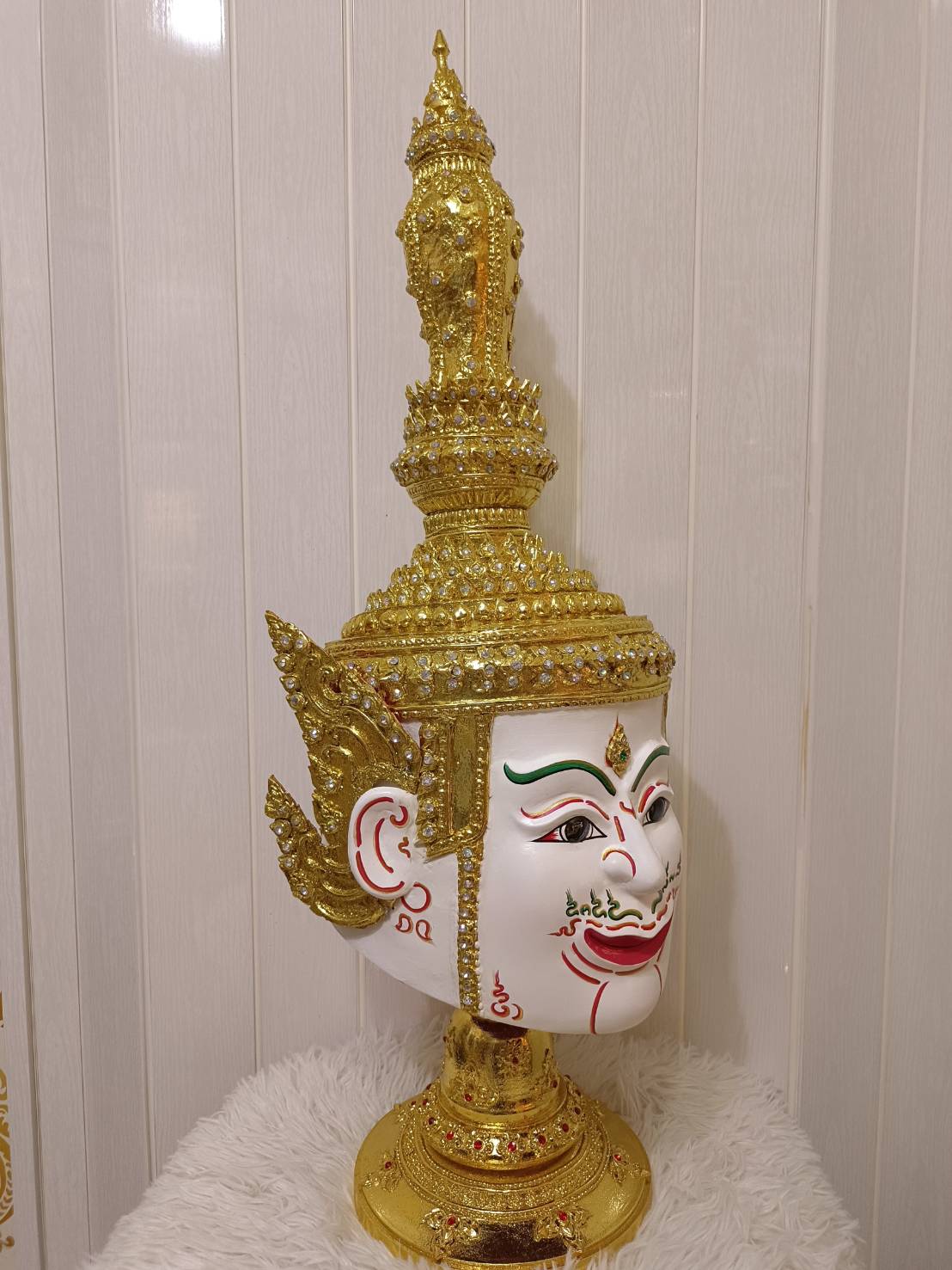 เศียรครู พระอิศวร ขนาดครอบ พร้อมฐานไม้อัดสีแดงฟรี