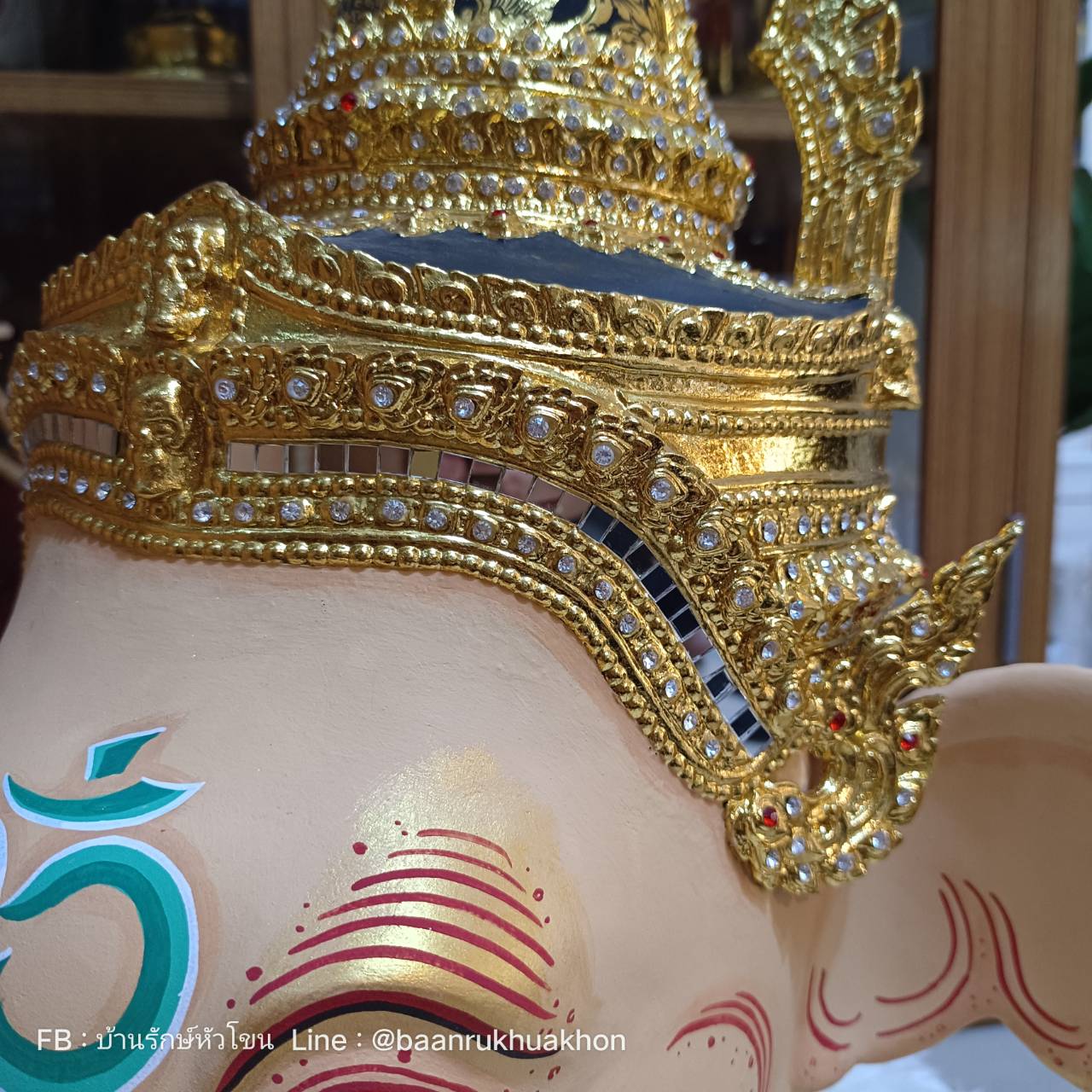 เศียรครู พระพิฆเนศ (หน้าสีเนื้อ) ขนาดครอบ เกรดพรีเมี่ยม