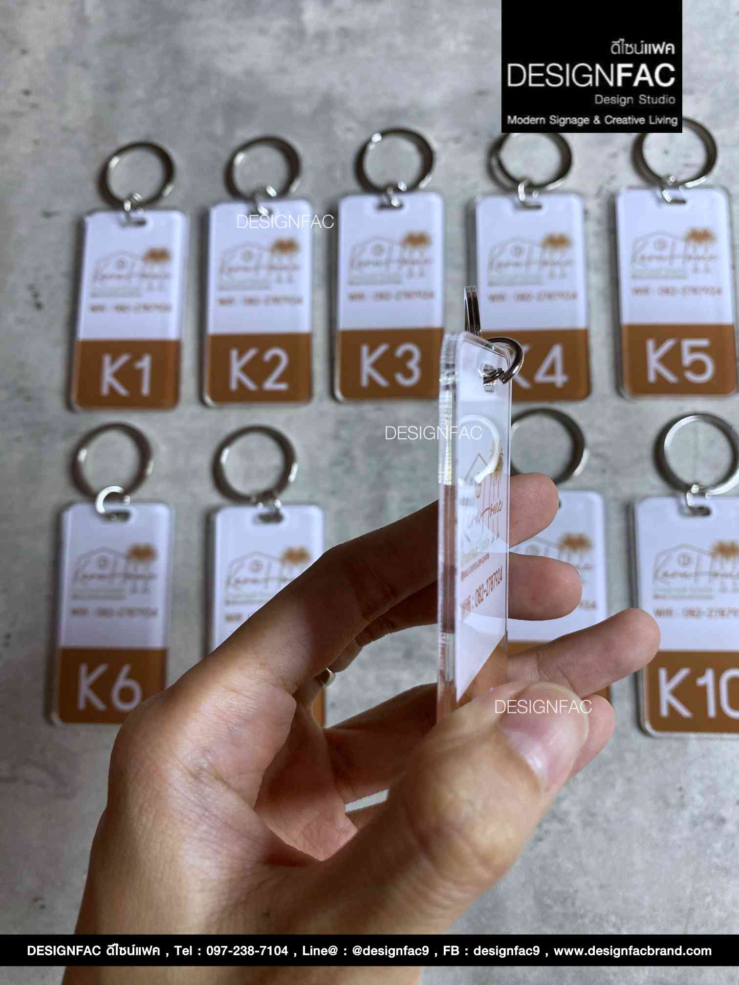 พวงกุญแจเลขห้องพัก พวงกุญแจอะคริลิค สไตล์โมเดิร์น มินิมอล