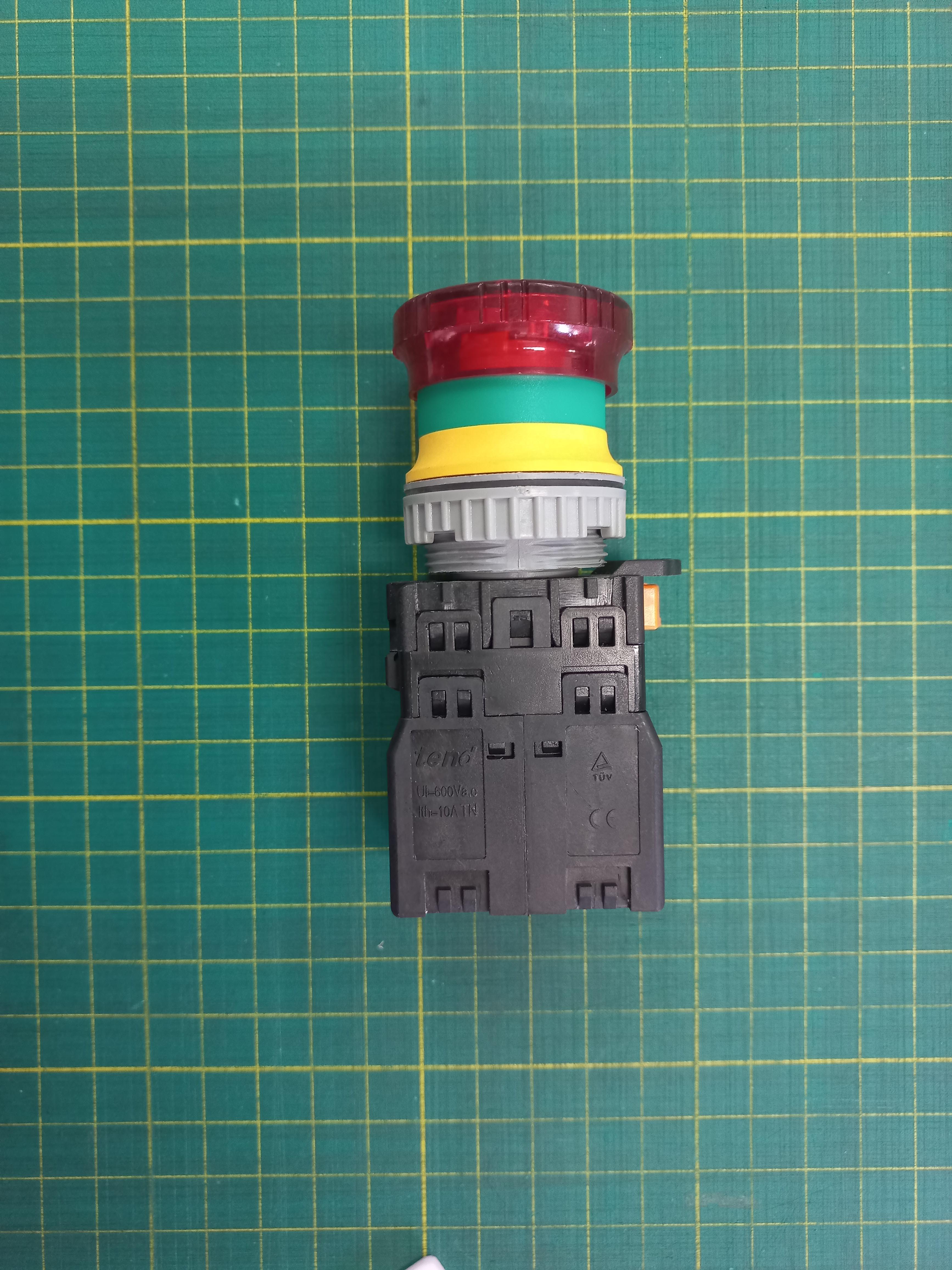 ปุ่มกดมีแลมป์ LED สีแดง Push Button Switch 1NO,1NC รู 30 mm ไฟ 24V AC/DC