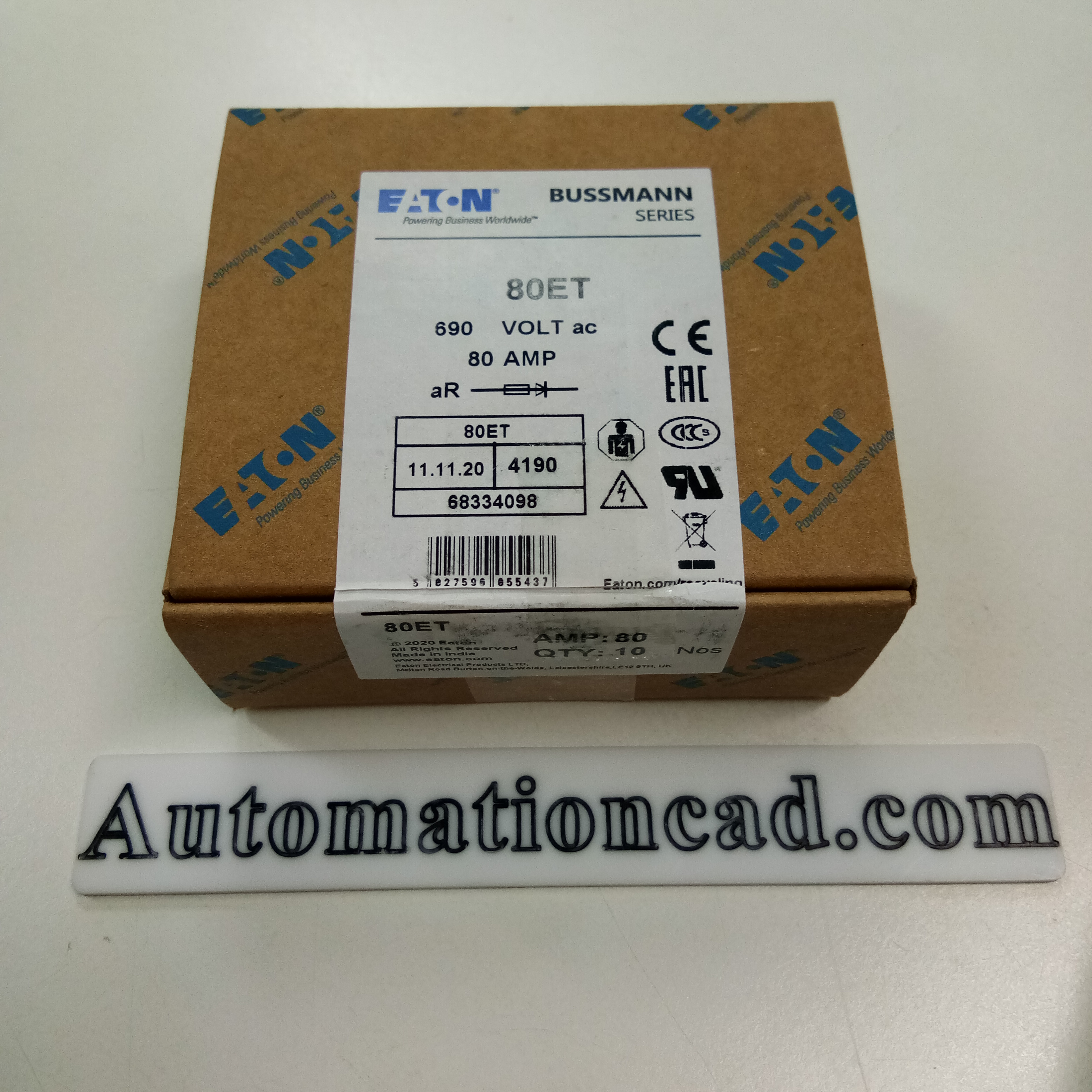 ฟิวส์เซรามิค 80A 690VAC EATON Bussmann Fuse 80ET