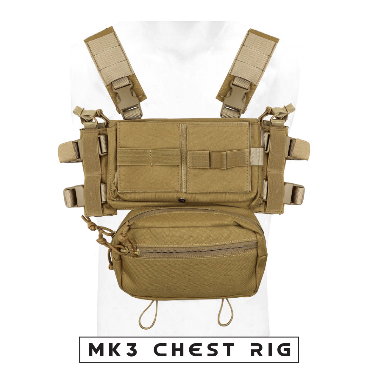 MK3 Tactical Chest Rig 🌀ผลิตจากผ้า 500D น้ำหนักเบา ใส่สบาย 🌀มีช่องใส่แม็กกาซีน M4 ได้มากถึง 4 ช่อง 🌀มีช่องเอนกประสงค์ใส่ของได้หลากหลาย เช่น วิทยุ ไฟฉาย มีดพับ เป็นต้น 🌀มีกระเป๋าจิงโจ้หน้าท้อง ถอดออกได้ 🌀ปรับกระชับช่