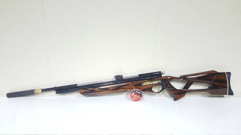 New.ปืนอัดลมปั๊มอินโดSharp River 5.5mm.cal. Slide Pump Air Rifle เบอร์ 2 ✔แรง 600Fps. ✔Body Wood ไม้ ✔Slide Pump 3-9 ครั้ง ✔ป้อนกระสุนทีละนัดยิง ✔ลำกล้อง Barrel 67cm ✔มาพร้อมศูนย์หน้า-หลัง ✔หวังผล 25-35m.ไก
